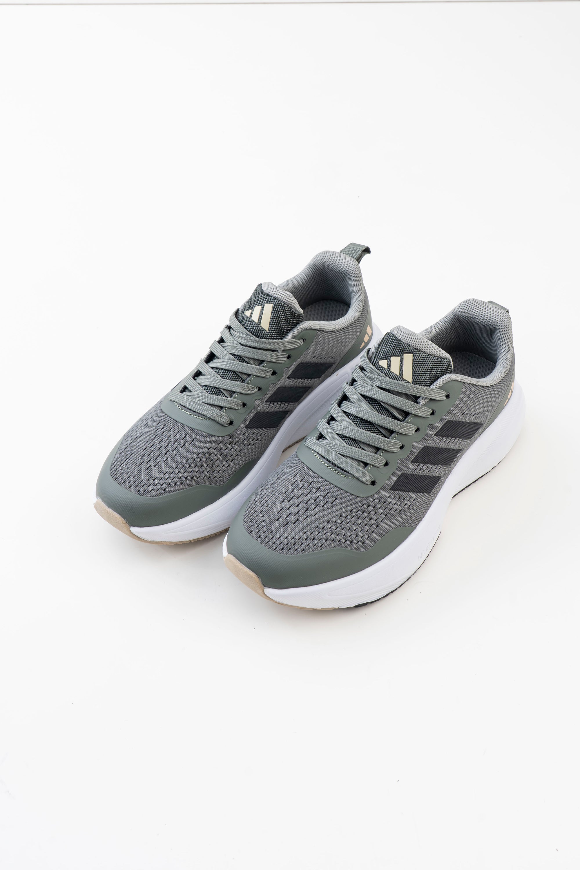 Men's Grey Mesh Lace-Up Sneakers with Black Side Stripes