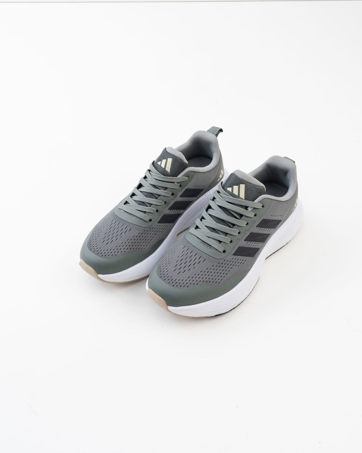 Men's Grey Mesh Lace-Up Sneakers with Black Side Stripes