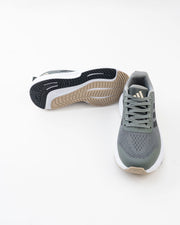 Men's Grey Mesh Lace-Up Sneakers with Black Side Stripes