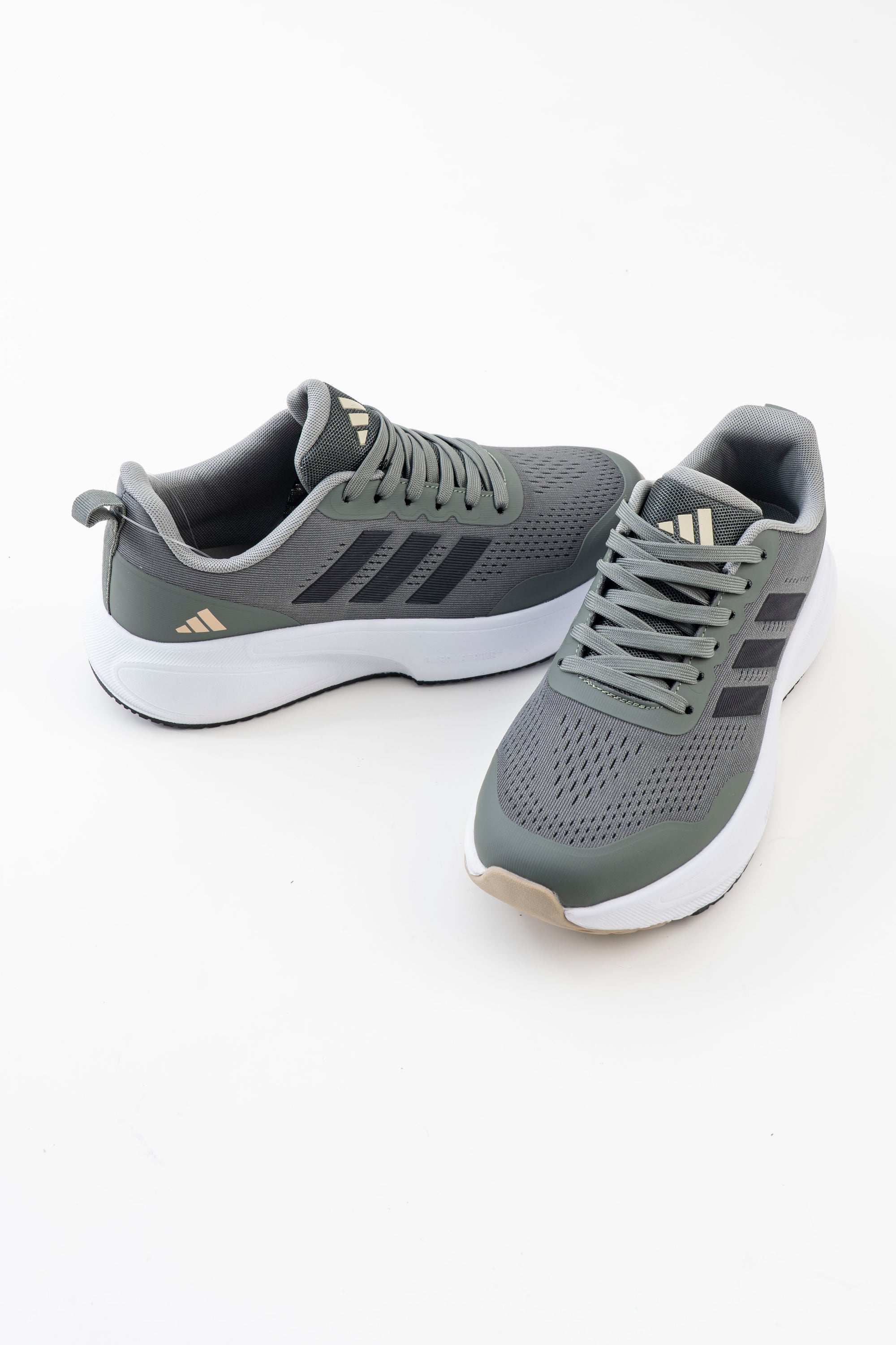 Men's Grey Mesh Lace-Up Sneakers with Black Side Stripes
