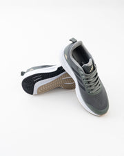 Men's Grey Mesh Lace-Up Sneakers with Black Side Stripes