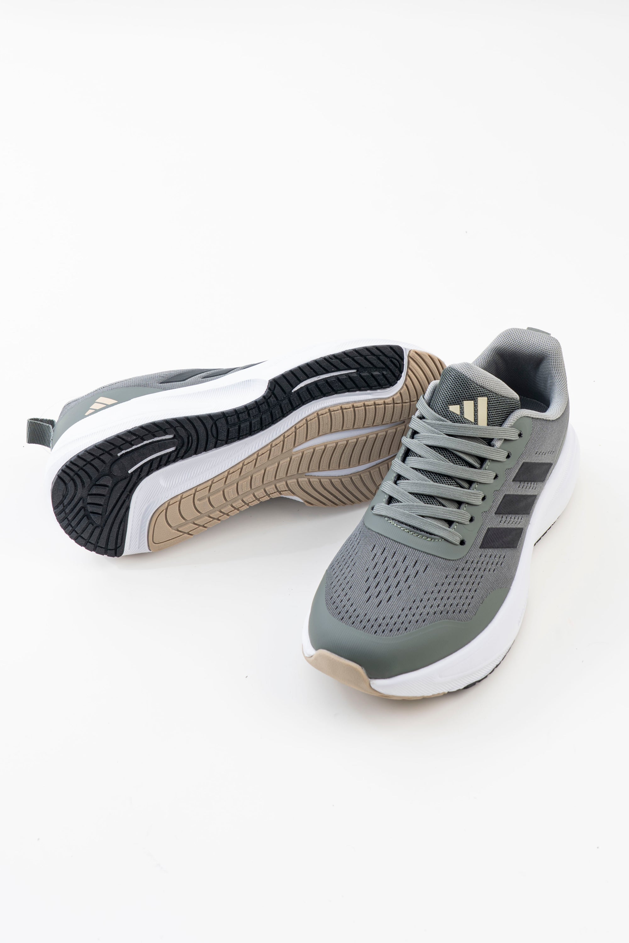 Men's Grey Mesh Lace-Up Sneakers with Black Side Stripes