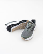 Men's Grey Mesh Lace-Up Sneakers with Black Side Stripes