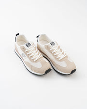 Men's Beige & White Retro Lace-Up Sneakers