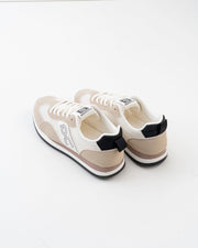 Men's Beige & White Retro Lace-Up Sneakers