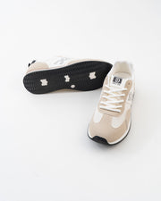 Men's Beige & White Retro Lace-Up Sneakers