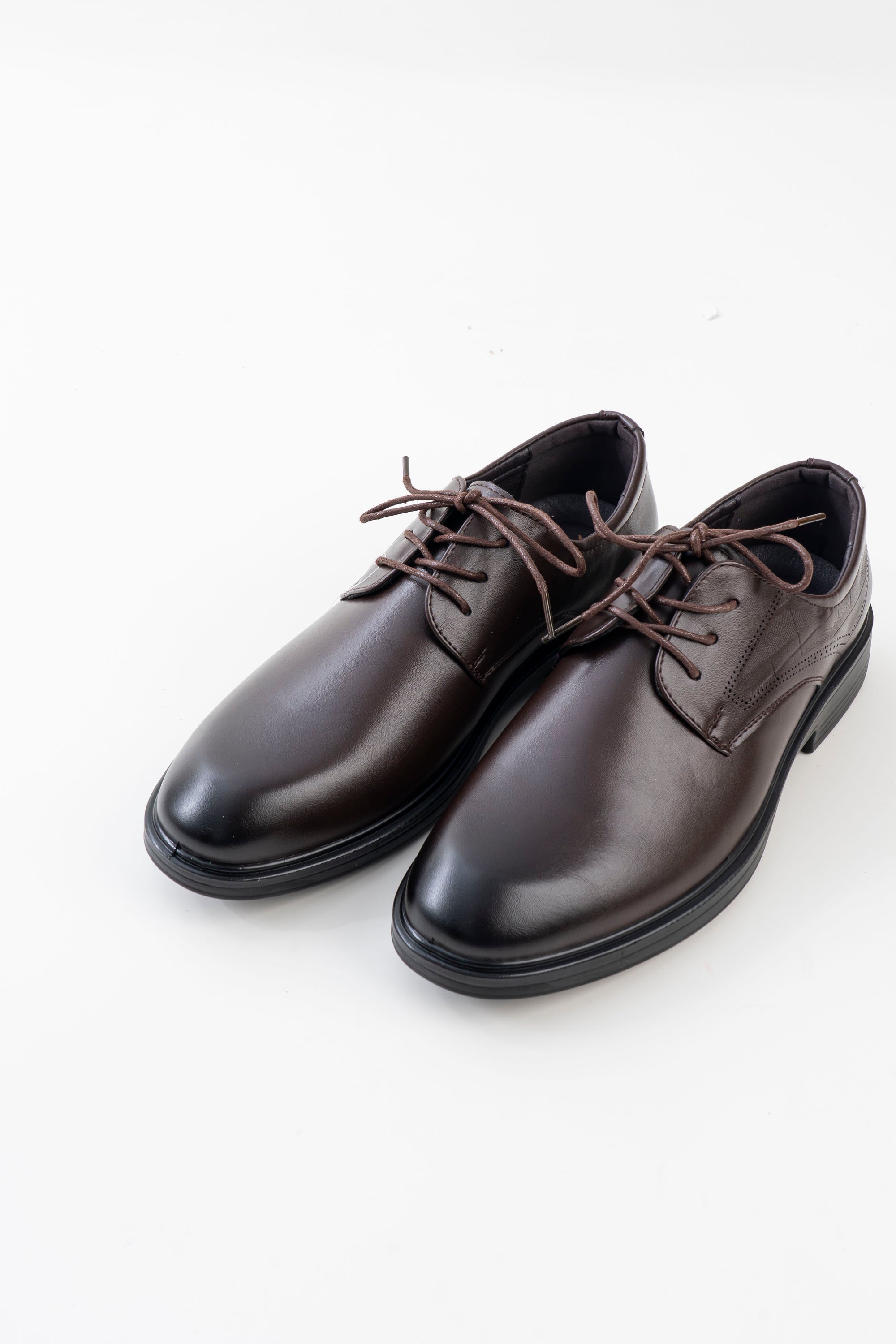 Men's Brown Plain-Toe Lace-Up Formal Shoes