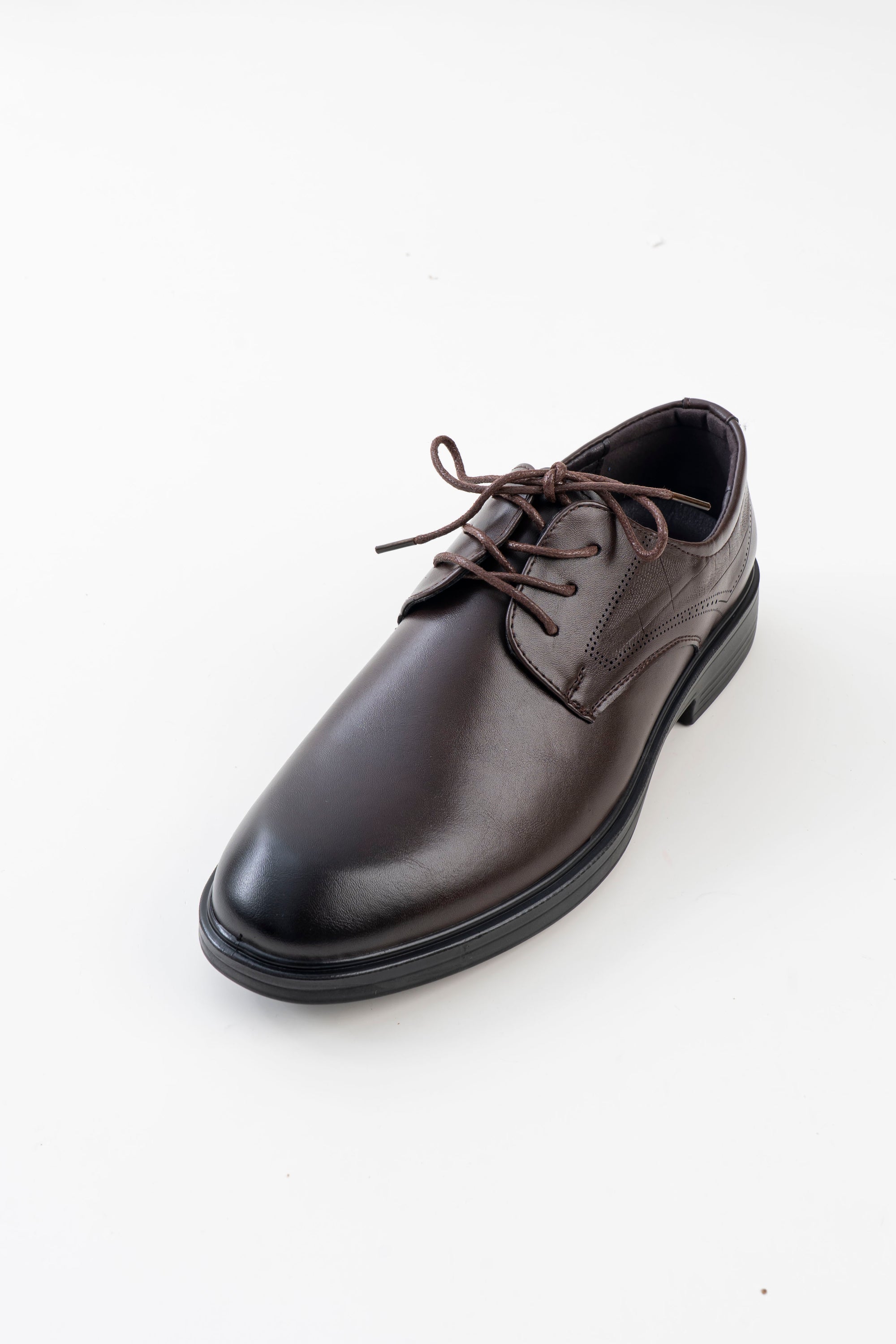 Men's Brown Plain-Toe Lace-Up Formal Shoes