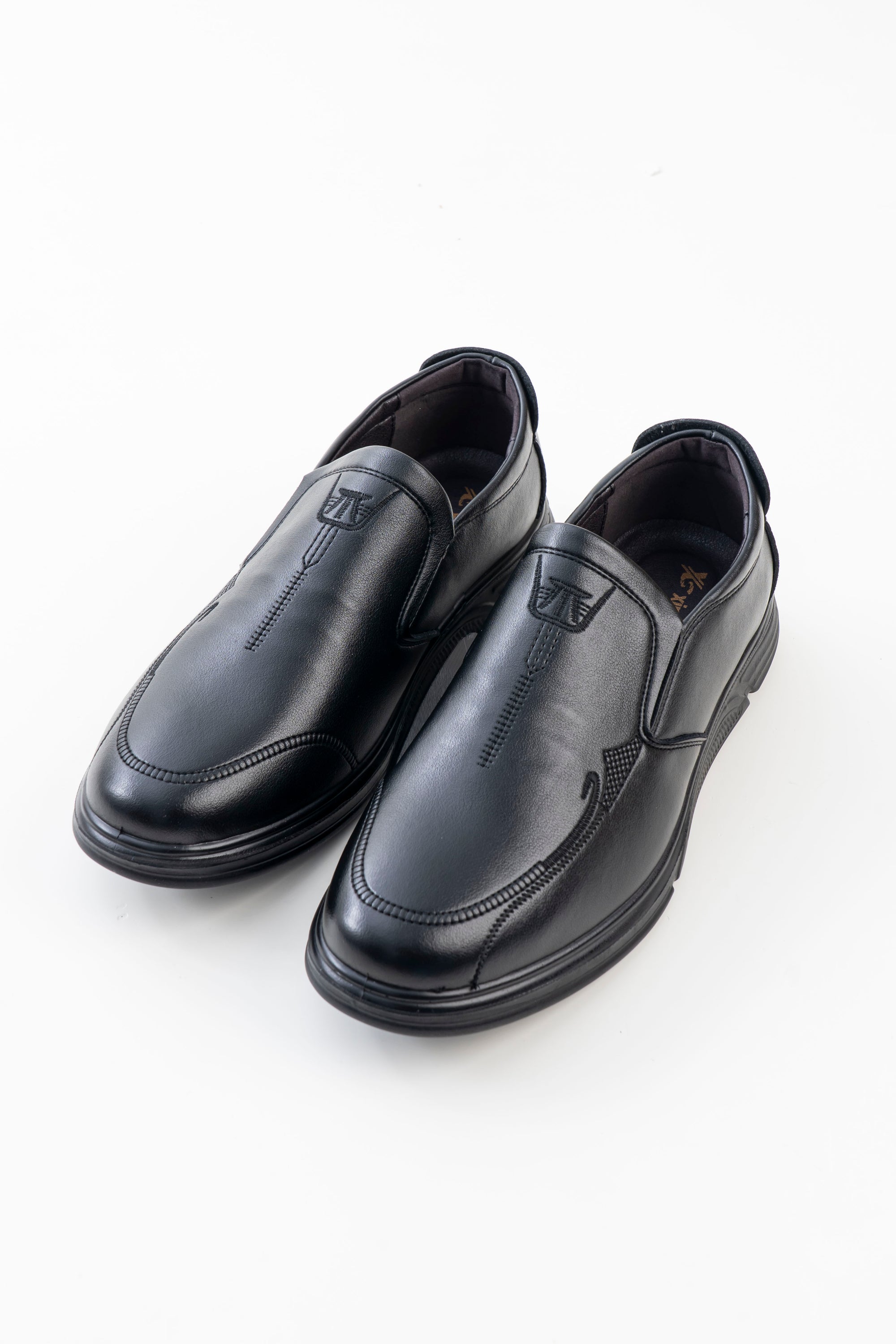 Men's Black Stitch-Detail Slip-On Casual Shoes