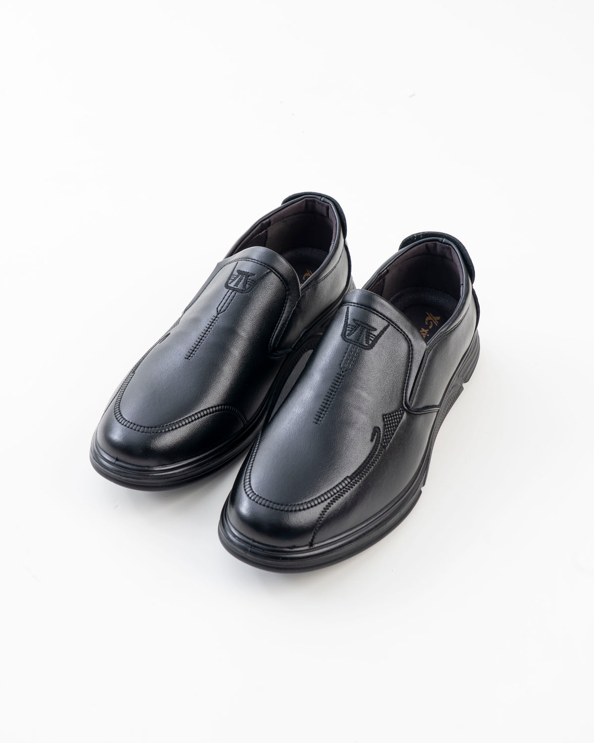 Men's black stitch-detail slip-on casual shoes