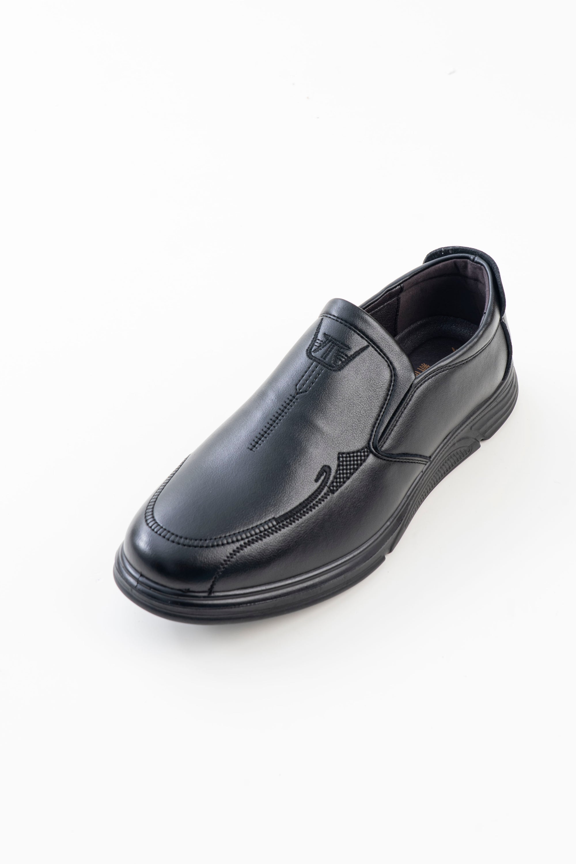 Men's Black Stitch-Detail Slip-On Casual Shoes