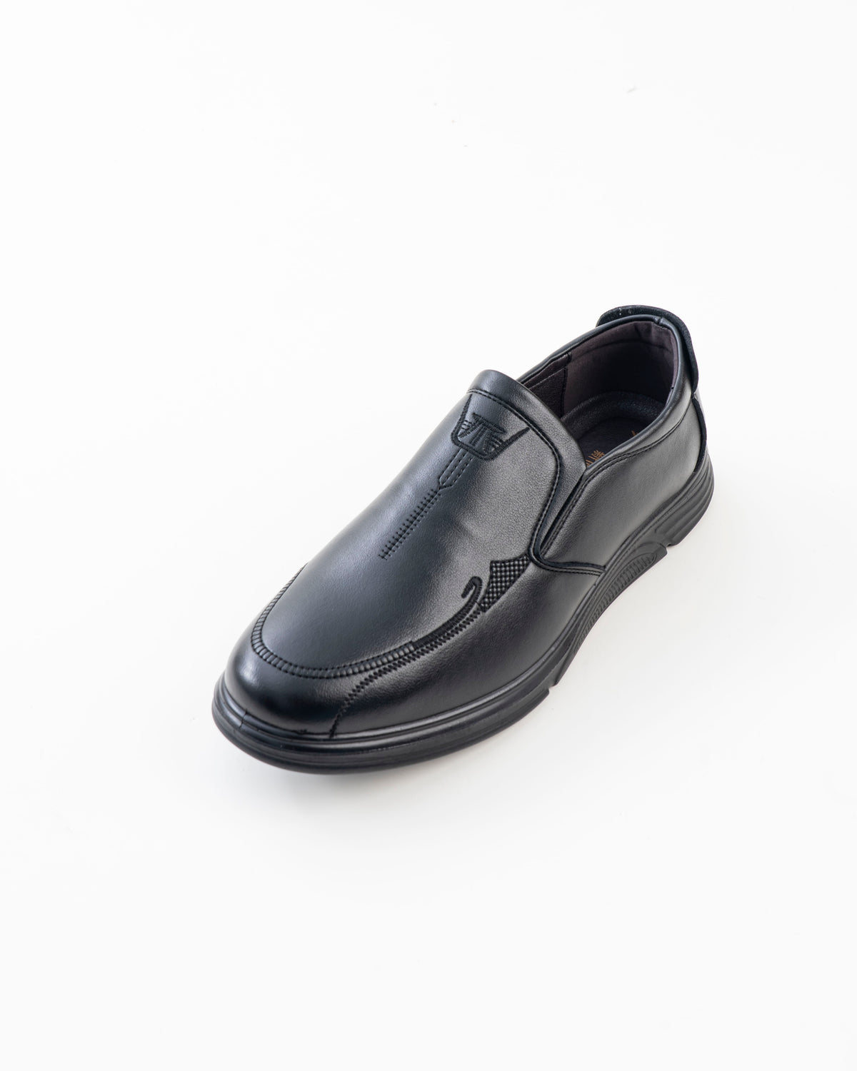 Black stitch-detail slip-on casual shoe