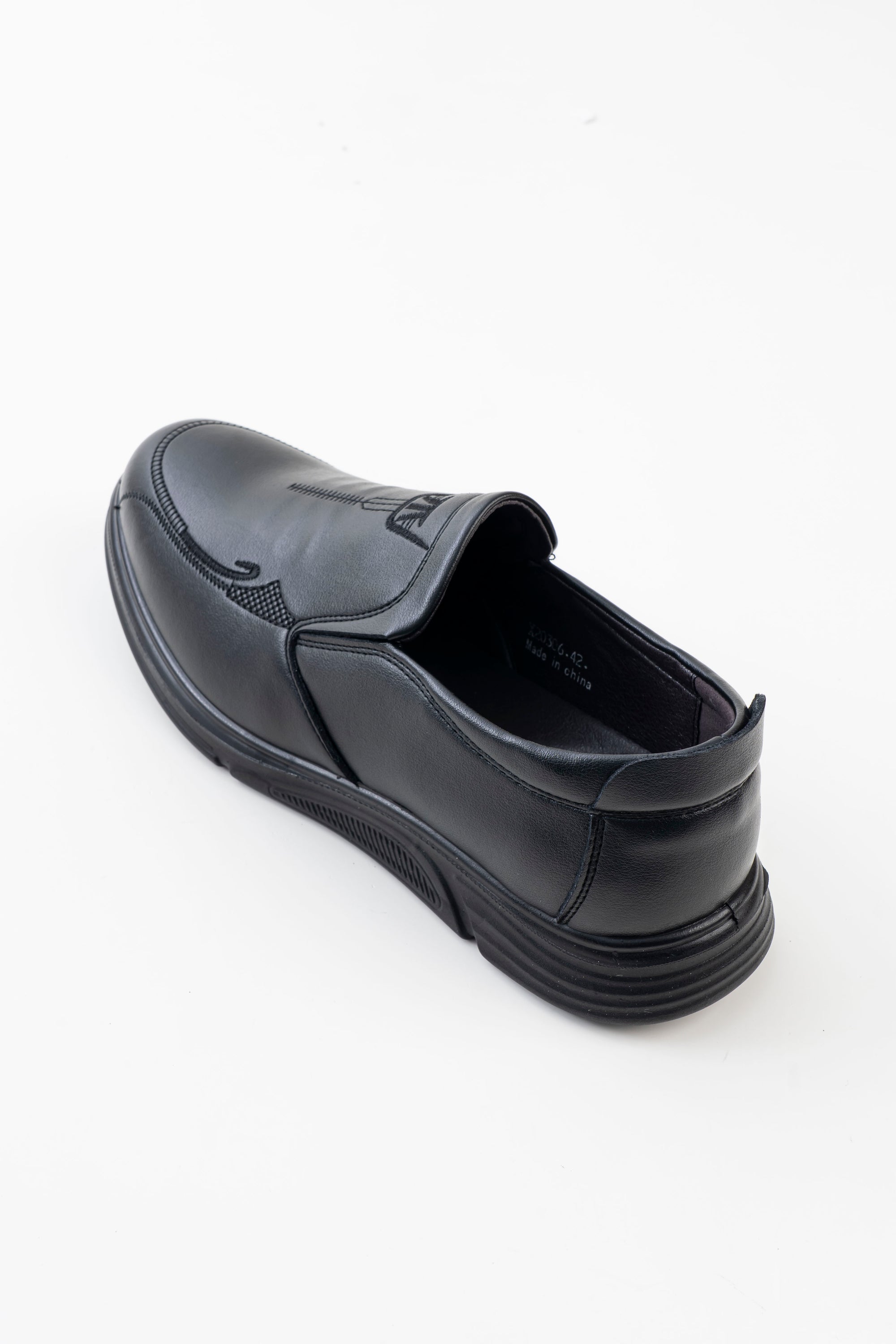 Men's Black Stitch-Detail Slip-On Casual Shoes