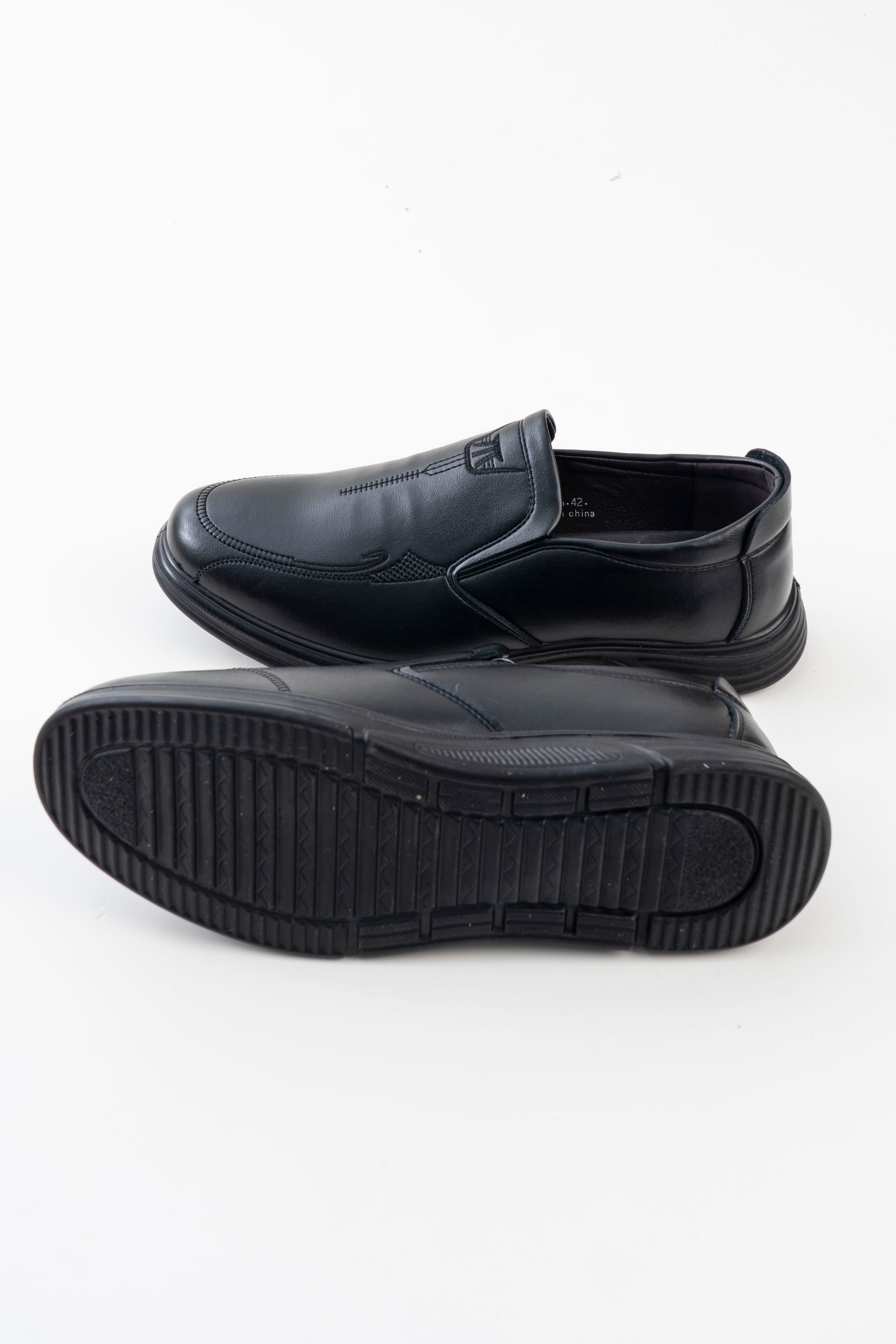 Men's Black Stitch-Detail Slip-On Casual Shoes