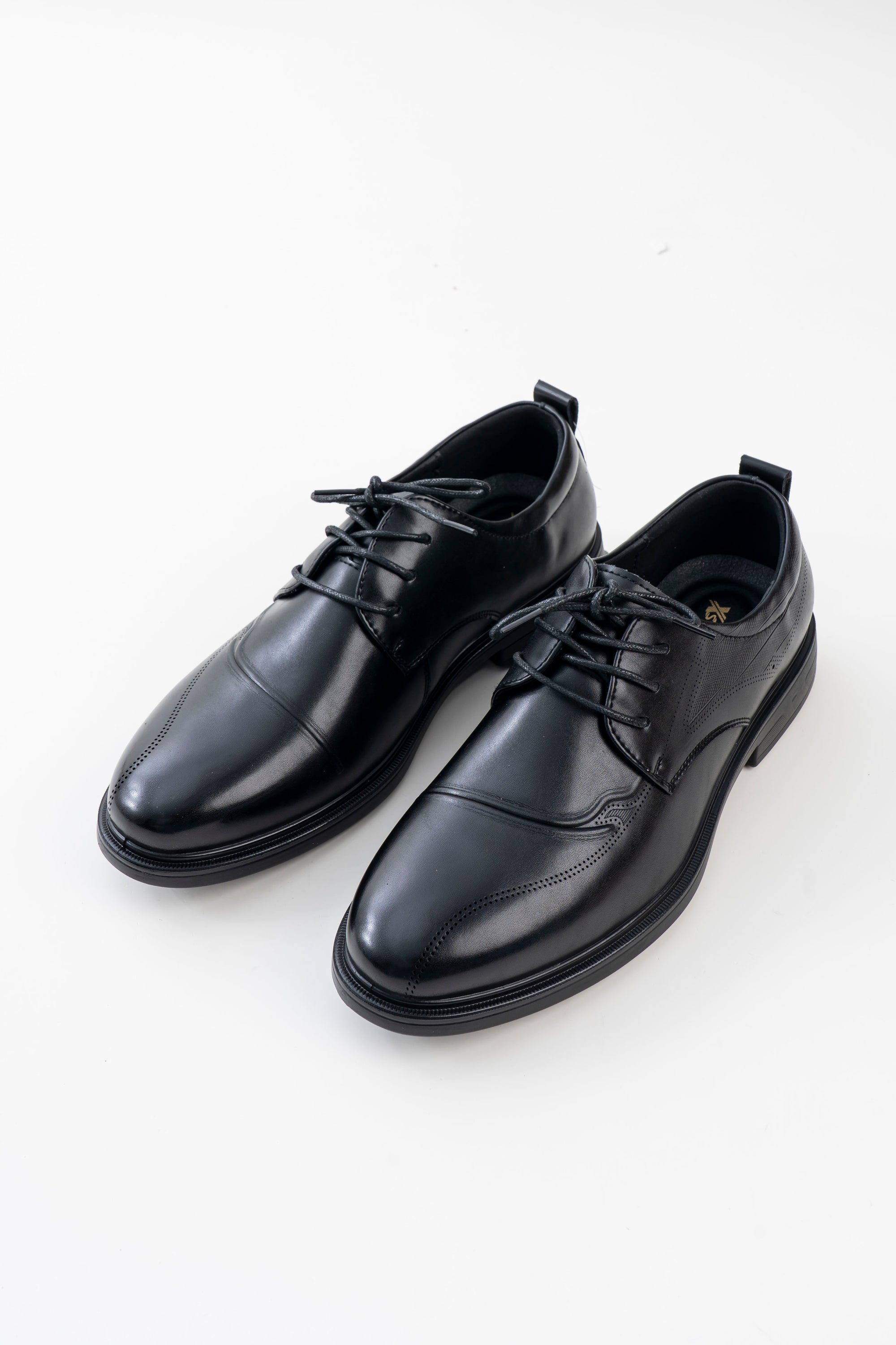 Men's Black Brogue-Detail Lace-Up Formal Shoes