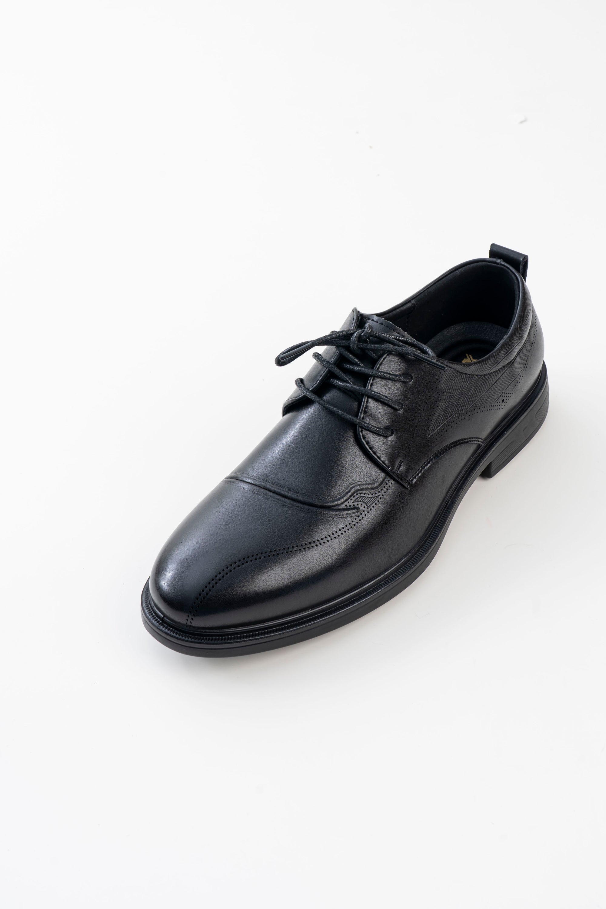 Men's Black Brogue-Detail Lace-Up Formal Shoes