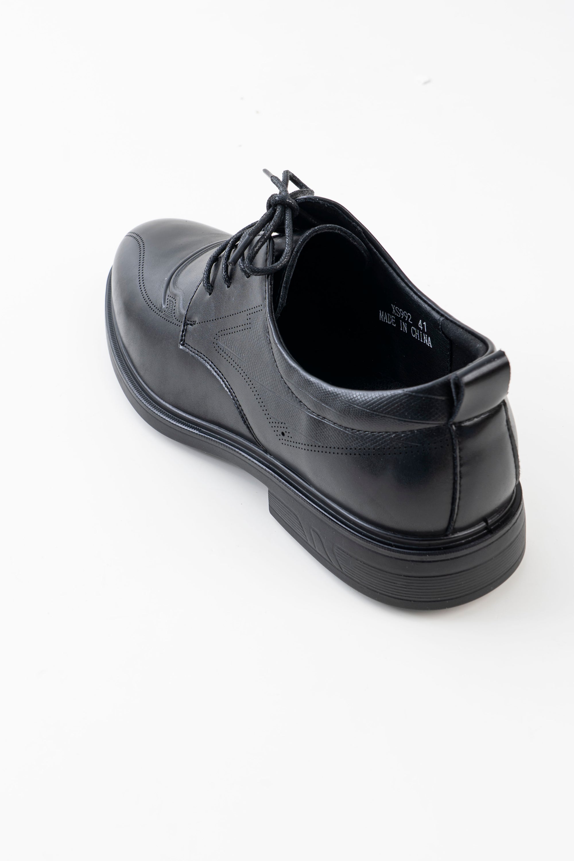 Men's Black Brogue-Detail Lace-Up Formal Shoes