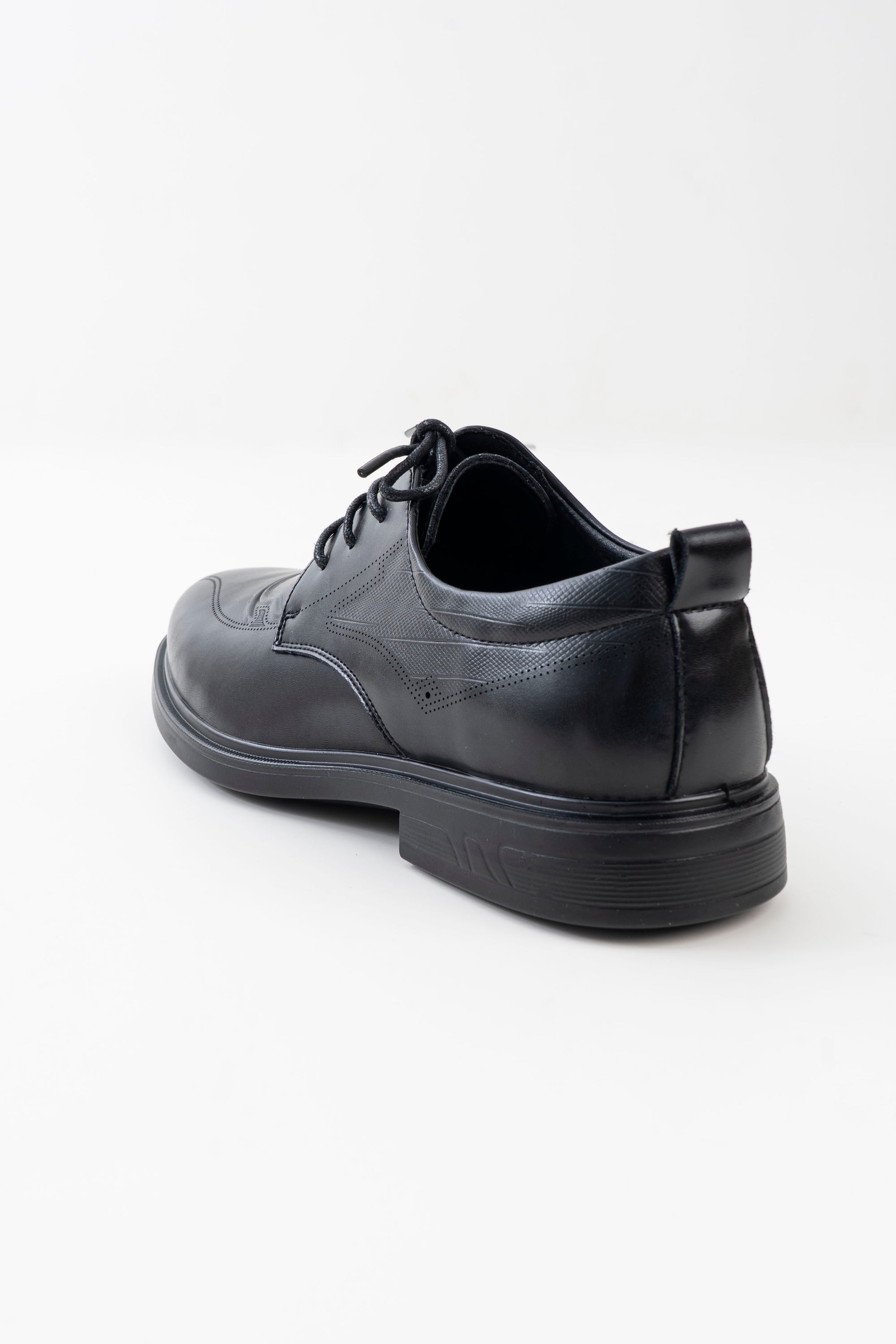 Men's Black Brogue-Detail Lace-Up Formal Shoes
