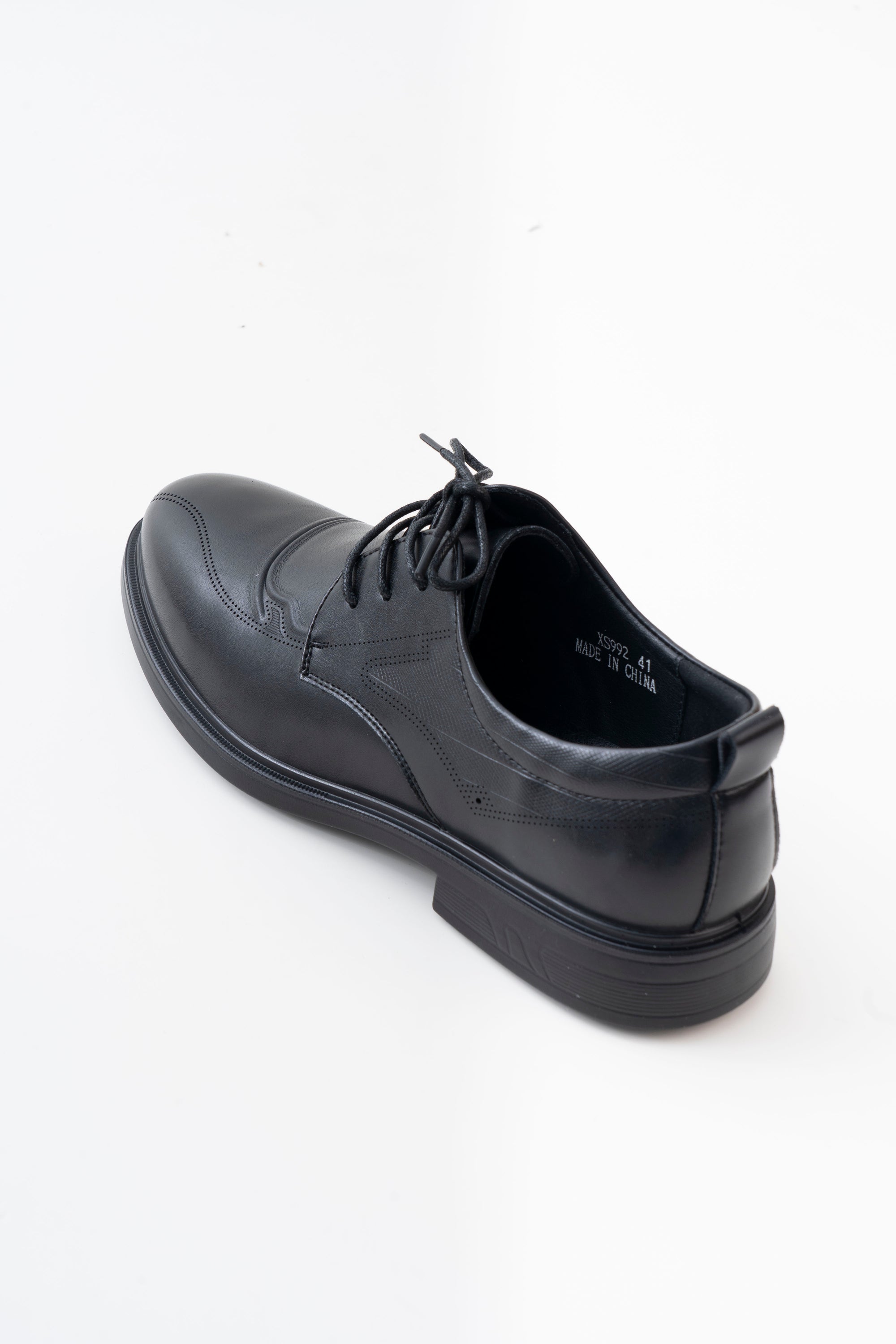 Men's Black Brogue-Detail Lace-Up Formal Shoes