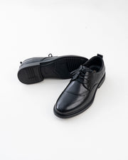Men's Black Brogue-Detail Lace-Up Formal Shoes