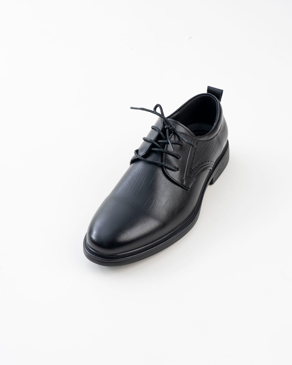 Front view of men's black lace-up formal shoe