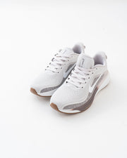 Men's White & Grey Mesh Lace-Up Sneakers with Brown Accents