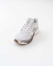 Men's White & Grey Mesh Lace-Up Sneakers with Brown Accents