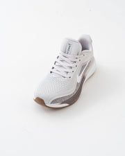 Men's White & Grey Mesh Lace-Up Sneakers with Brown Accents