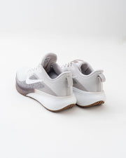 Men's White & Grey Mesh Lace-Up Sneakers with Brown Accents