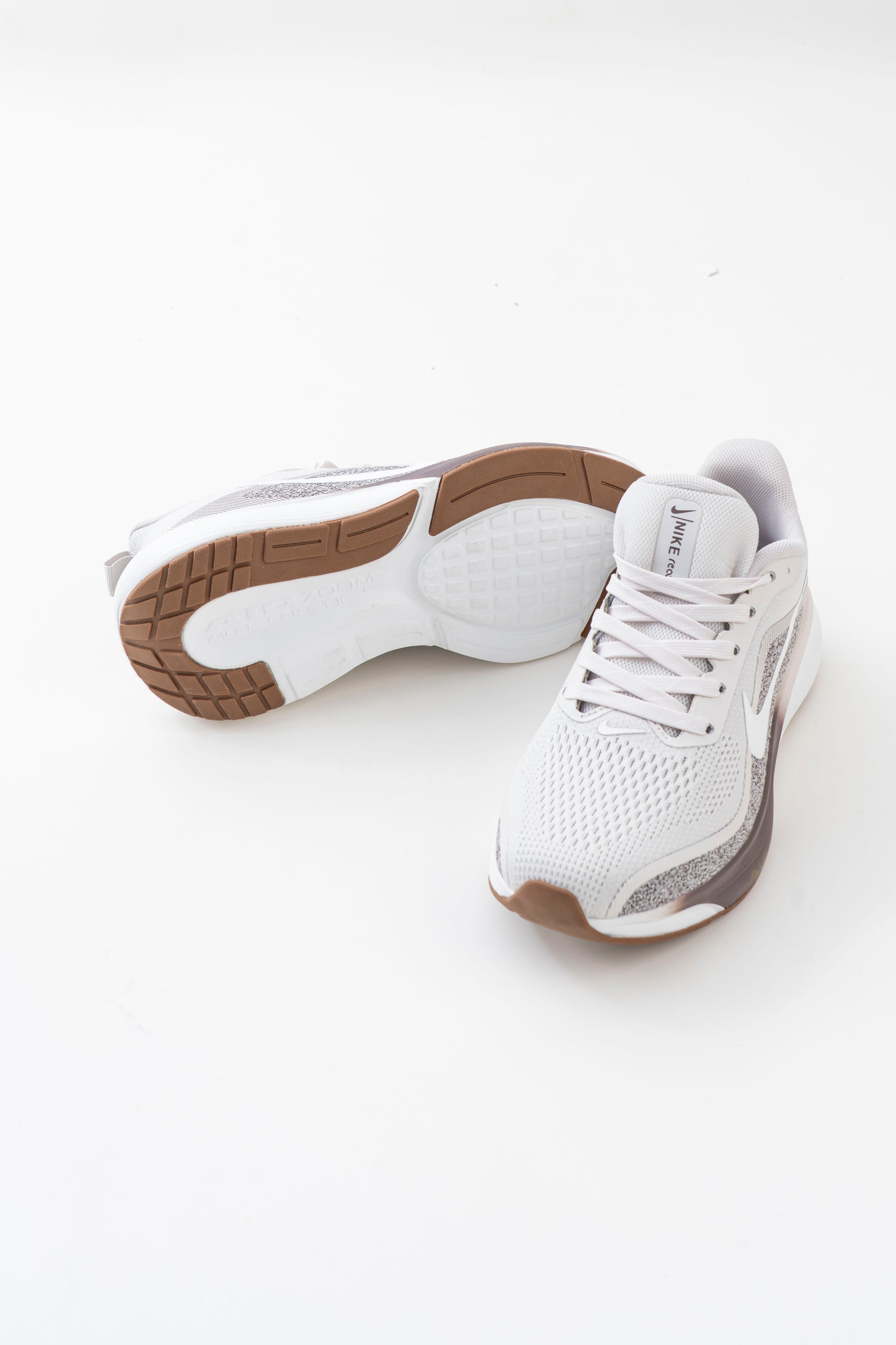 Men's White & Grey Mesh Lace-Up Sneakers with Brown Accents