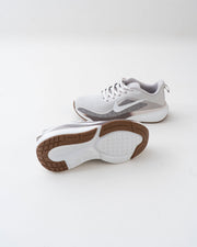 Men's White & Grey Mesh Lace-Up Sneakers with Brown Accents