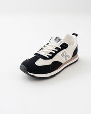 Men's Black & White Retro Lace-Up Sneakers