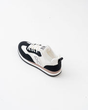 Men's Black & White Retro Lace-Up Sneakers