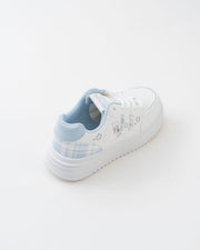 Women's White & Blue Platform Sneakers with Character Prints
