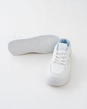 Women's White & Blue Platform Sneakers with Character Prints