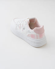 Women's White & Pink Platform Sneakers with Character Prints