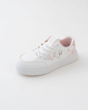 Women's White & Pink Platform Sneakers with Character Prints