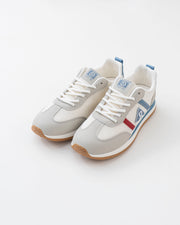 Men's White & Grey Retro Sneakers with Blue & Red Accents