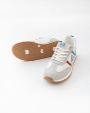 Men's White & Grey Retro Sneakers with Blue & Red Accents