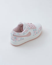 Women's White & Pastel Pink Lace-Up Sneakers
