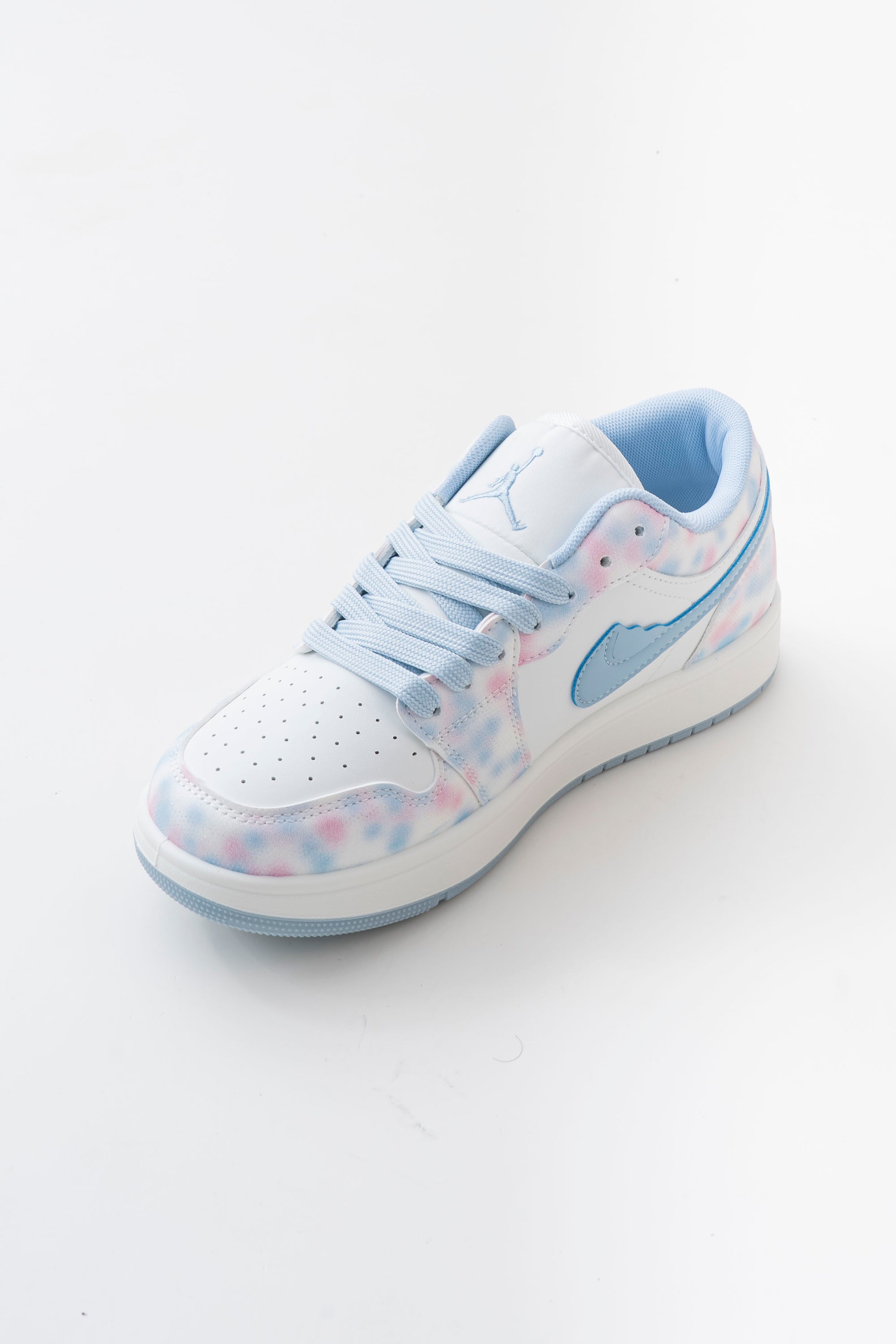 Women's White & Pastel Blue Lace-Up Sneakers