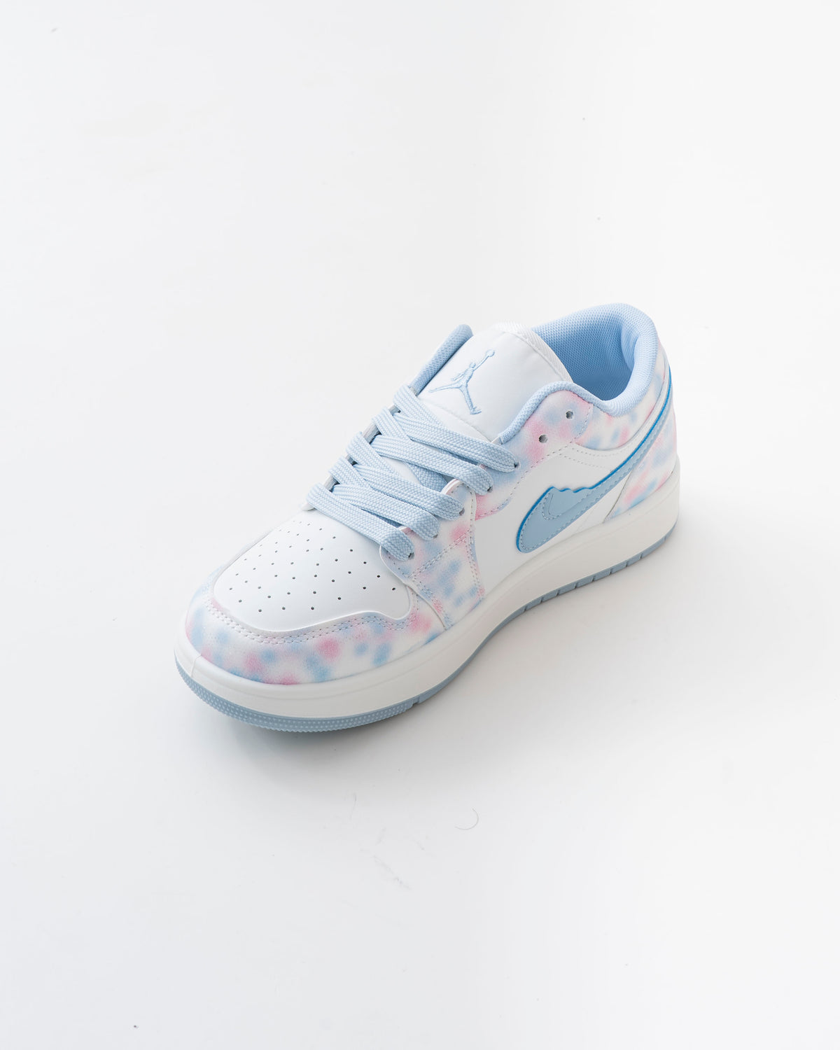 Women's White & Pastel Blue Lace-Up Sneakers