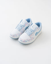 Women's White & Pastel Blue Lace-Up Sneakers