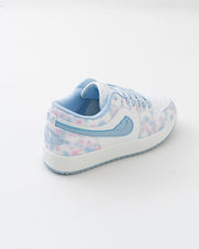 Women's White & Pastel Blue Lace-Up Sneakers