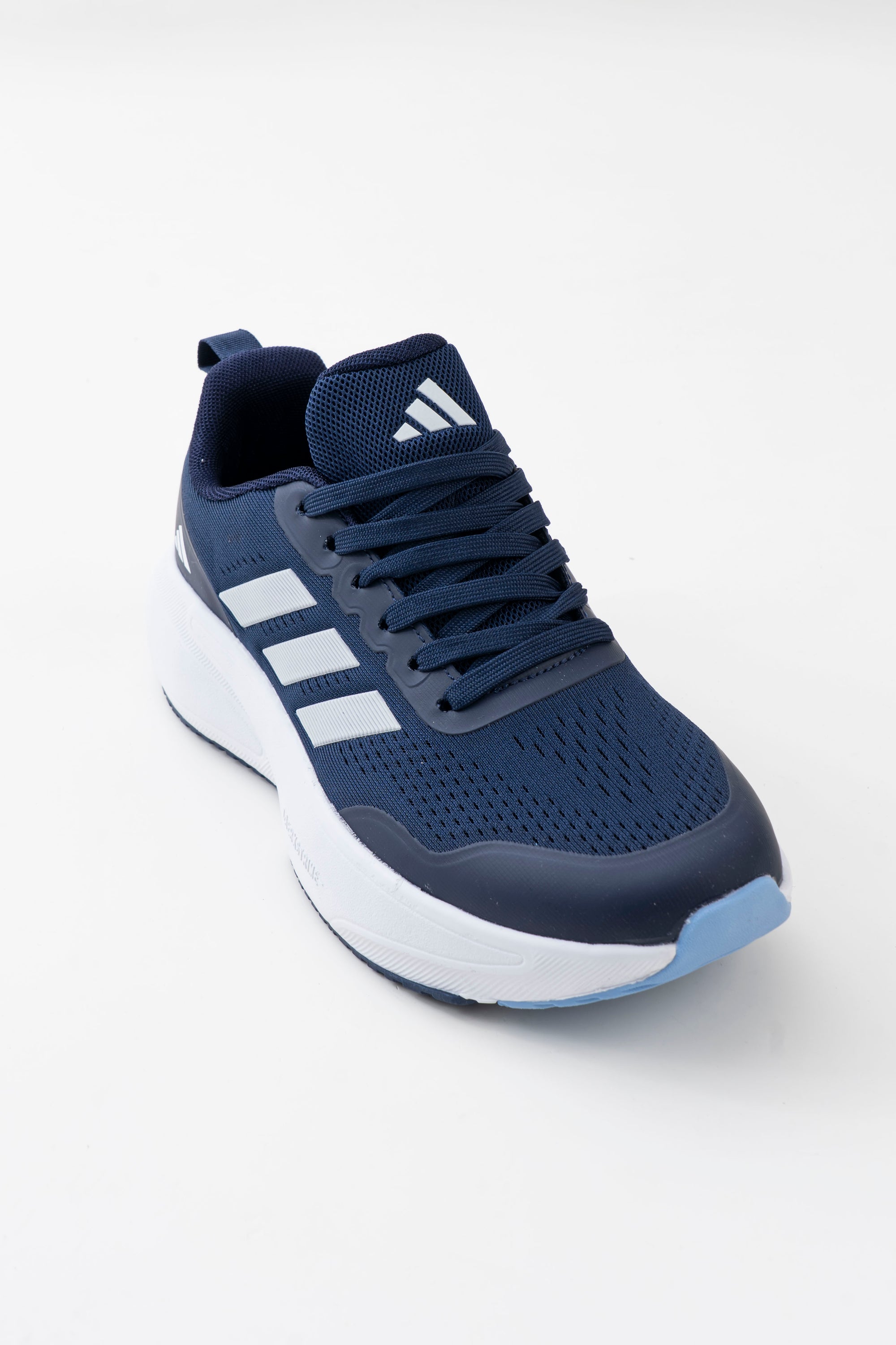 Men's Navy Mesh Lace-Up Sneakers with White Side Stripes
