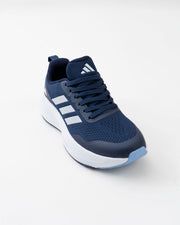 Men's Navy Mesh Lace-Up Sneakers with White Side Stripes