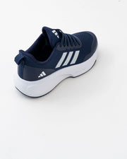 Men's Navy Mesh Lace-Up Sneakers with White Side Stripes