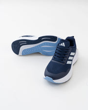 Men's Navy Mesh Lace-Up Sneakers with White Side Stripes
