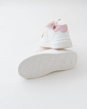 Women's White & Pink Platform Sneakers with Ribbon Bows