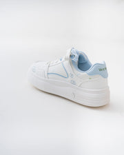 Women's White & Blue Platform Sneakers with Ribbon Bows